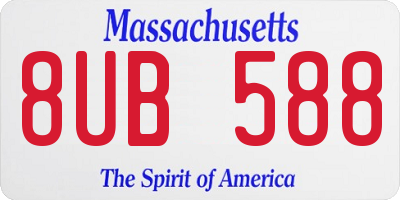 MA license plate 8UB588