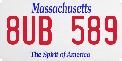 MA license plate 8UB589