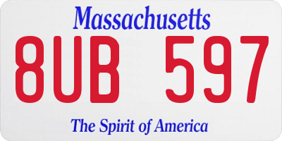 MA license plate 8UB597