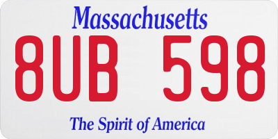MA license plate 8UB598