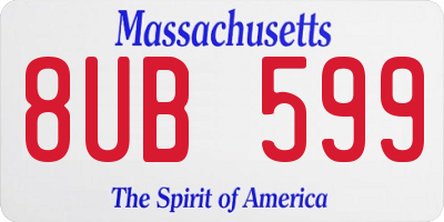 MA license plate 8UB599