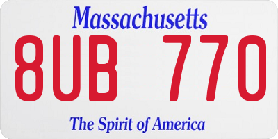 MA license plate 8UB770