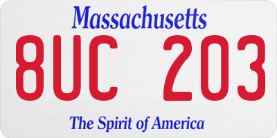 MA license plate 8UC203