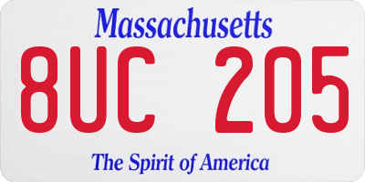MA license plate 8UC205