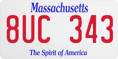 MA license plate 8UC343