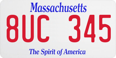 MA license plate 8UC345