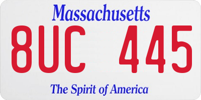 MA license plate 8UC445
