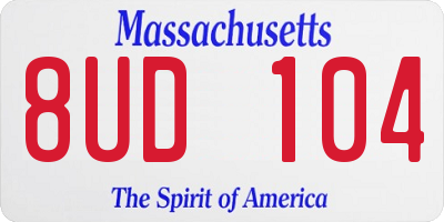 MA license plate 8UD104