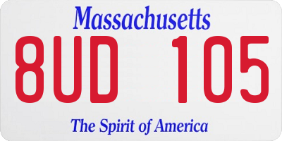 MA license plate 8UD105