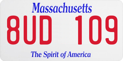 MA license plate 8UD109