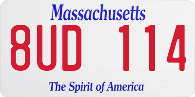 MA license plate 8UD114
