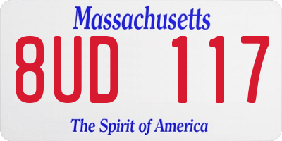 MA license plate 8UD117