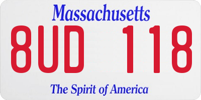 MA license plate 8UD118