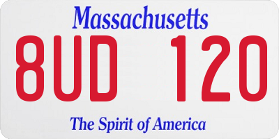 MA license plate 8UD120