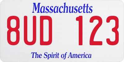 MA license plate 8UD123