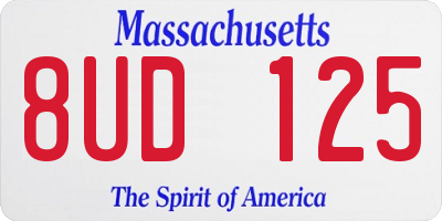 MA license plate 8UD125