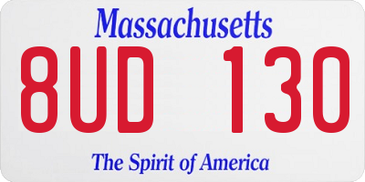 MA license plate 8UD130