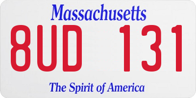 MA license plate 8UD131