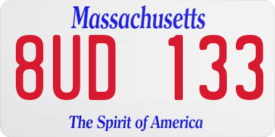 MA license plate 8UD133