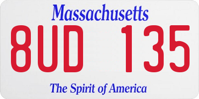 MA license plate 8UD135