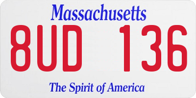 MA license plate 8UD136