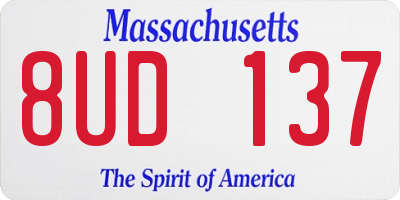 MA license plate 8UD137