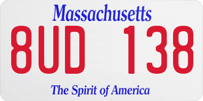 MA license plate 8UD138