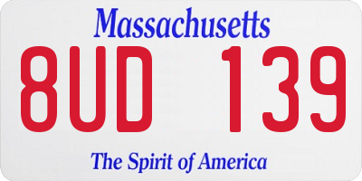 MA license plate 8UD139