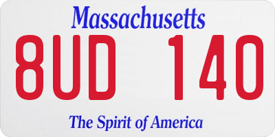 MA license plate 8UD140