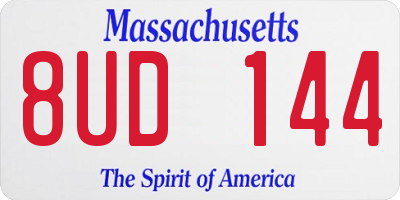 MA license plate 8UD144