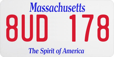 MA license plate 8UD178