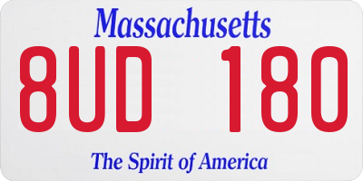 MA license plate 8UD180