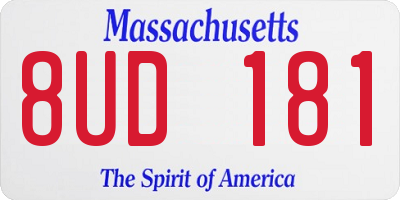 MA license plate 8UD181