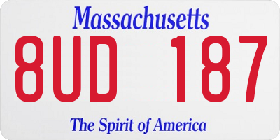 MA license plate 8UD187