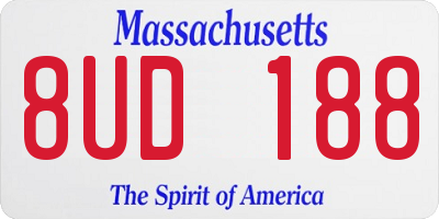 MA license plate 8UD188