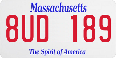 MA license plate 8UD189
