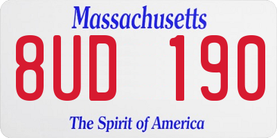 MA license plate 8UD190