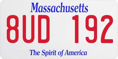 MA license plate 8UD192