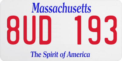 MA license plate 8UD193