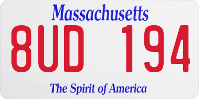 MA license plate 8UD194