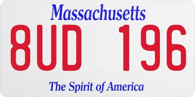 MA license plate 8UD196