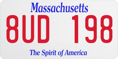 MA license plate 8UD198