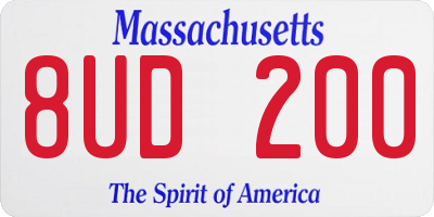 MA license plate 8UD200
