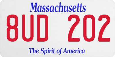 MA license plate 8UD202
