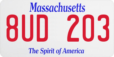 MA license plate 8UD203