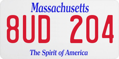 MA license plate 8UD204