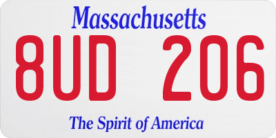 MA license plate 8UD206