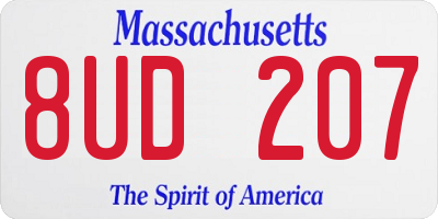 MA license plate 8UD207