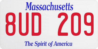 MA license plate 8UD209