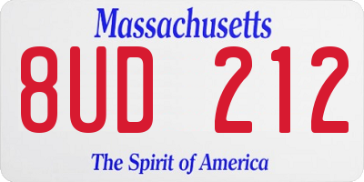 MA license plate 8UD212